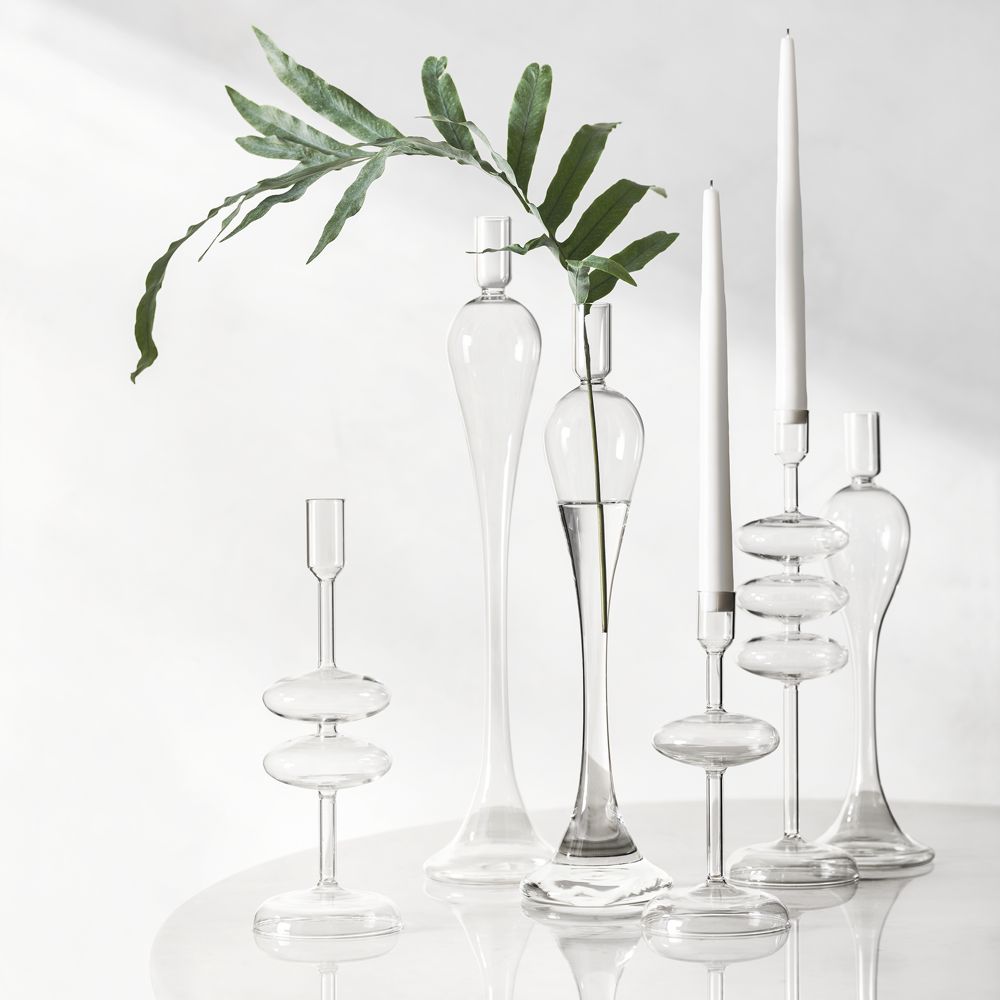 Milano Clear Glass Taper Candle Holders- Image 2