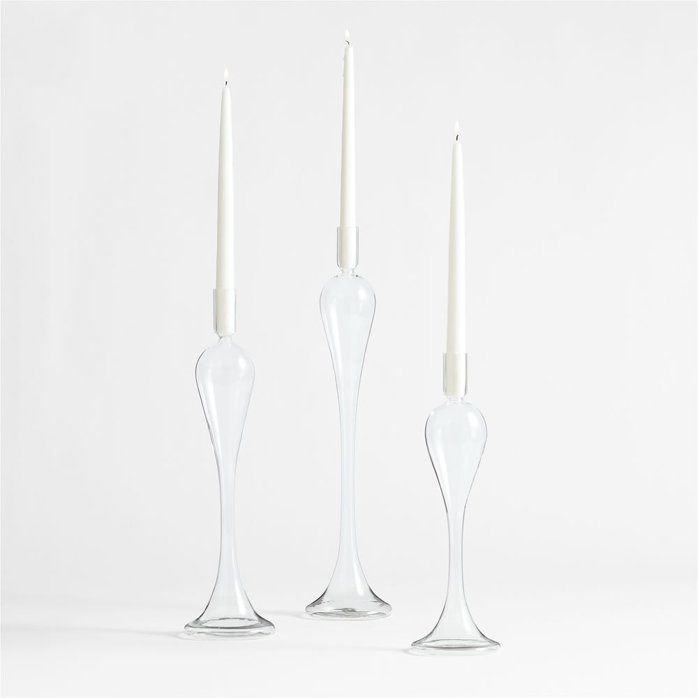 Milano Clear Glass Taper Candle Holders- Image 3