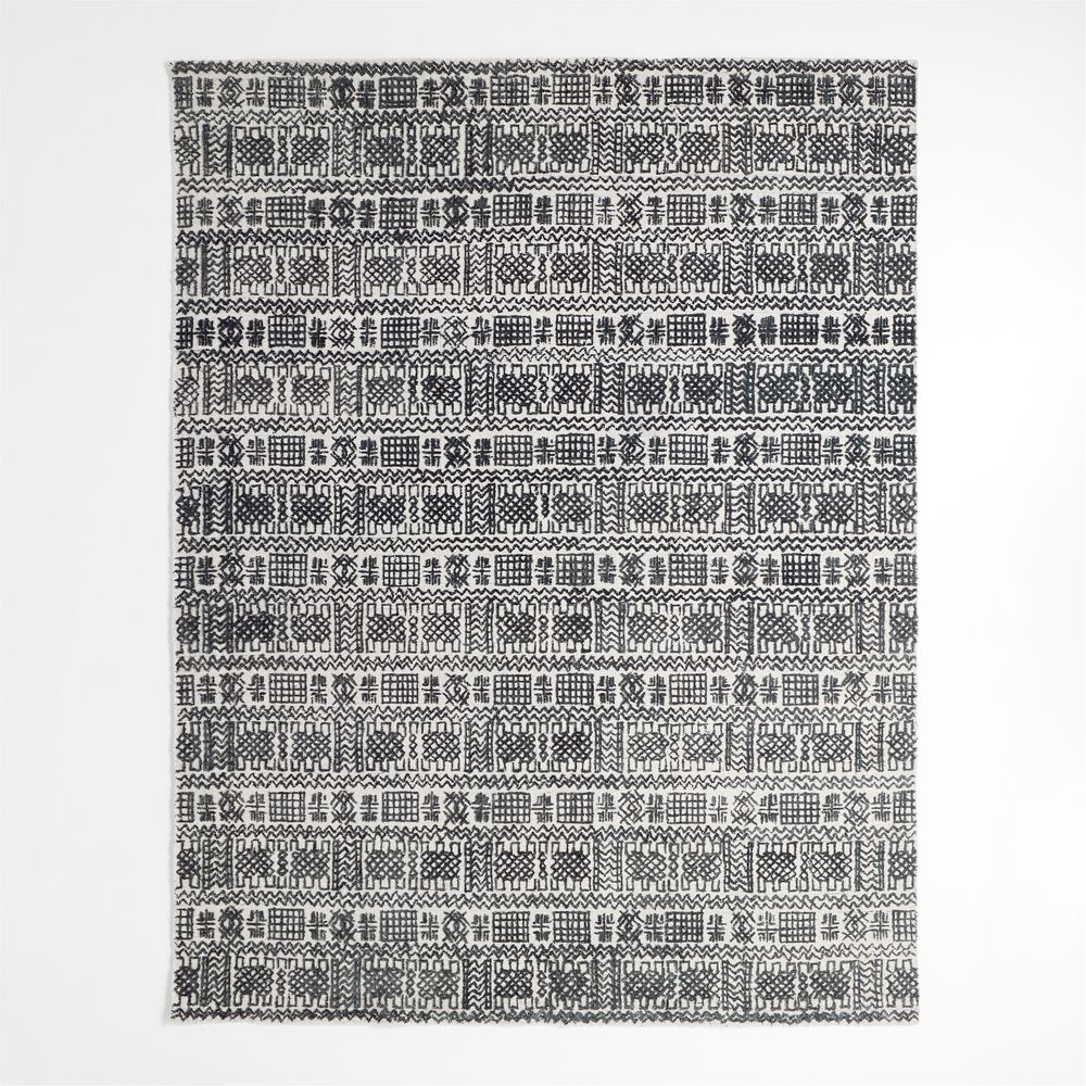 Girona Wool Handwoven Ivory and Black Area Rug