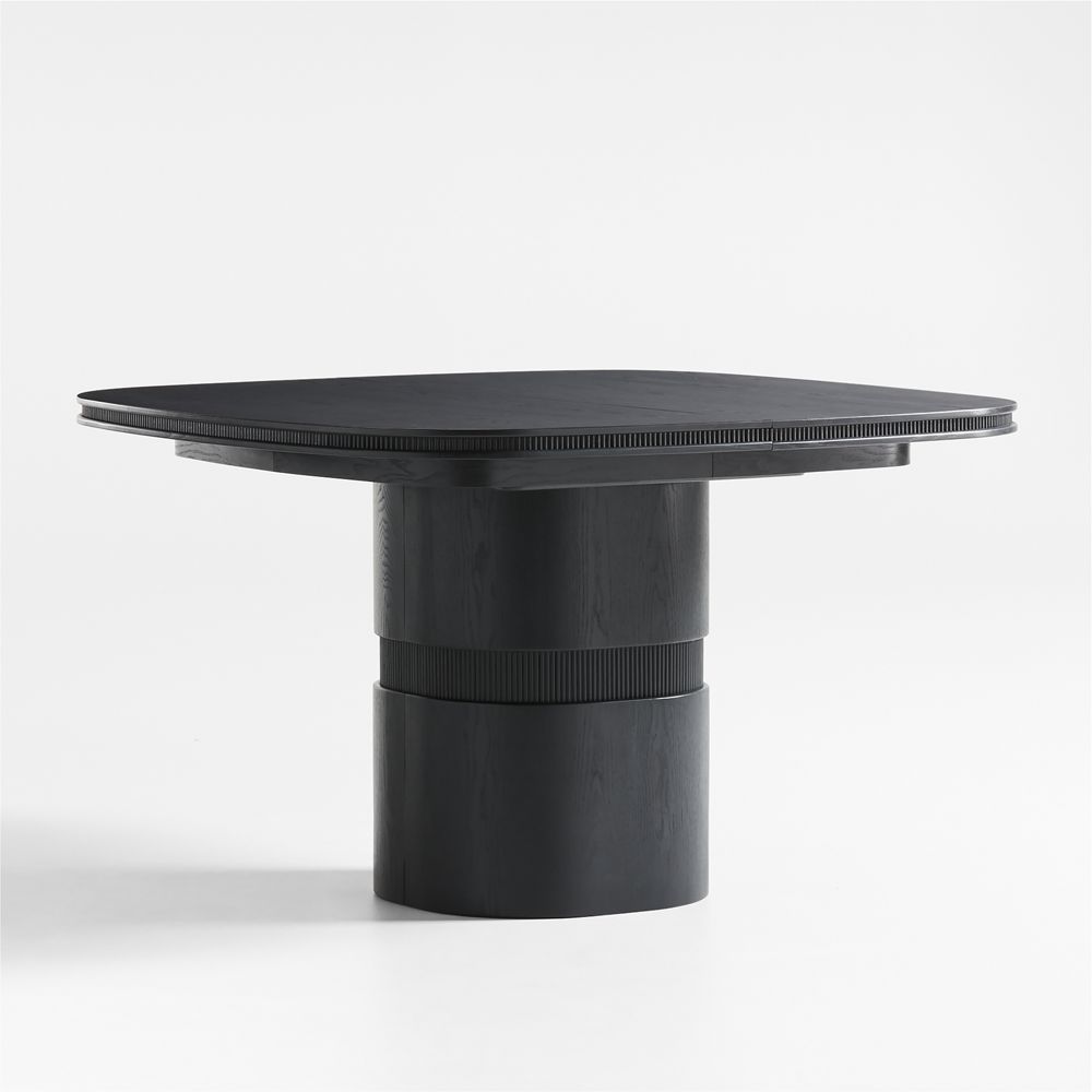 Roseau 48"-70" Charcoal Black Wood Extendable Pedestal Dining Table