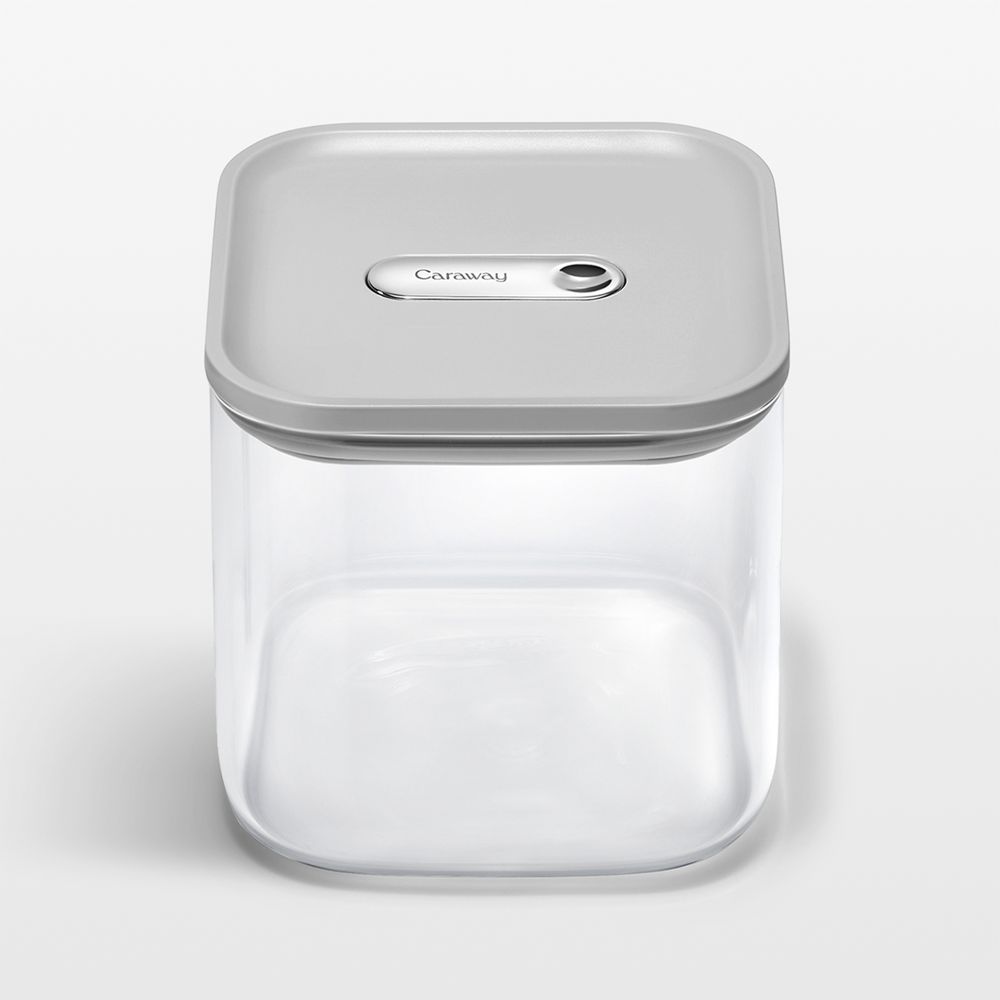 Caraway Grey Airtight 2.5-Qt. Medium Glass Food Storage Container with Plastic and Silicone Lids