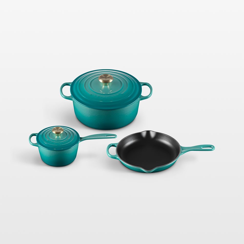 Le Creuset Signature 5-Piece Riviera Enameled Cast Iron Cookware Set