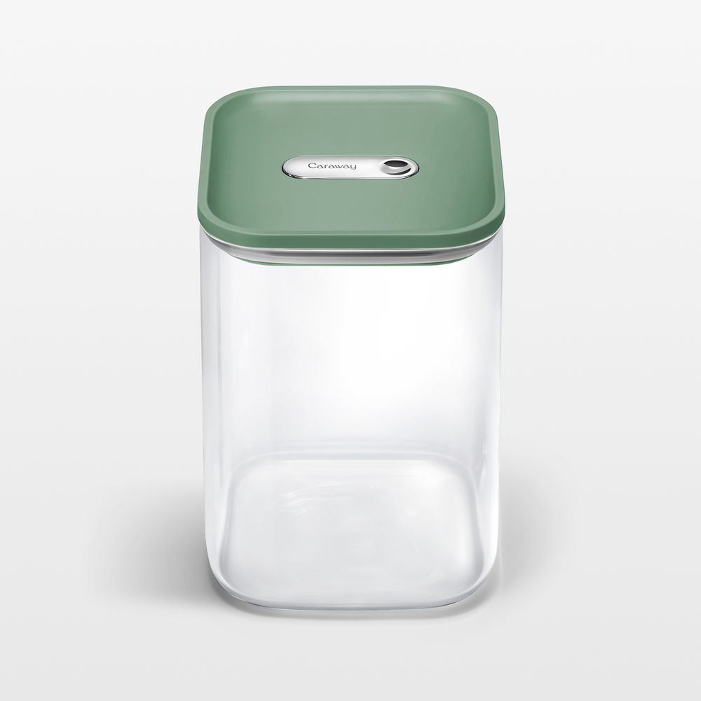 Caraway Sage Airtight 4.3-Qt. Large Glass Food Storage Container with Plastic and Silicone Lids