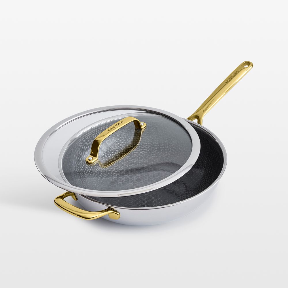 GreenPan Spectra Gold Thermobond Hybrid Ceramic Nonstick 12" Covered Wok