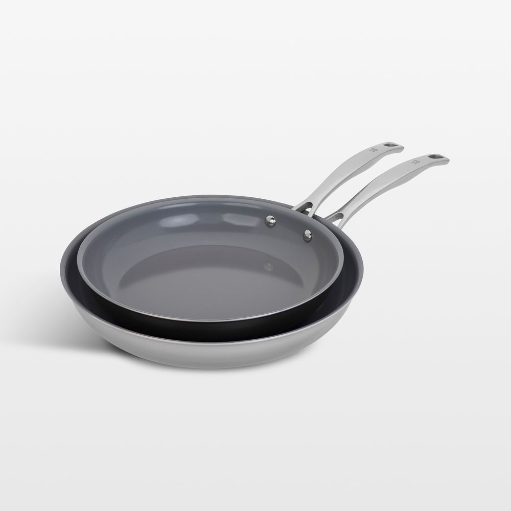 HENCKELS Clad H3 2-Piece 10"+12" Stainless Steel Ceramic Nonstick Fry Pan Set