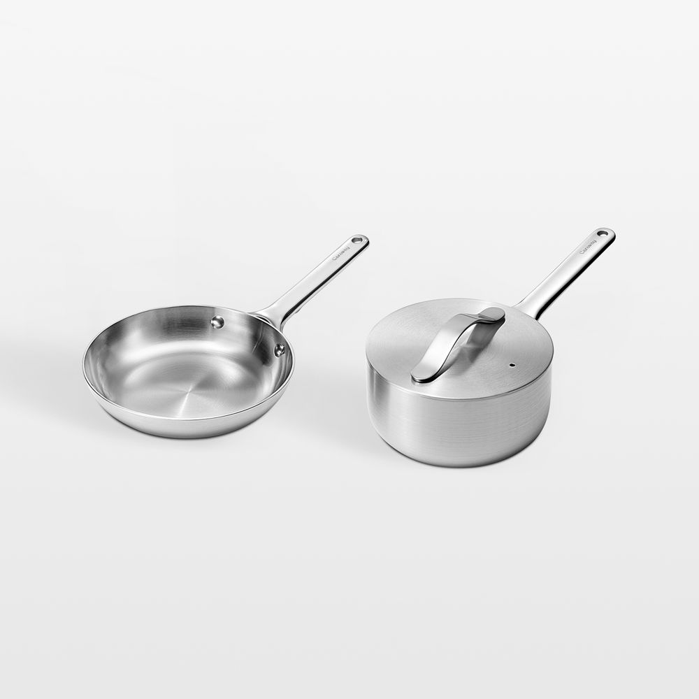 Caraway Stainless Steel Mini Fry Pan and Stainless Steel Mini Saucepan Duo