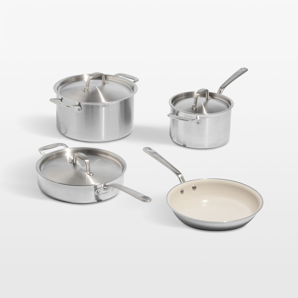 Made In CeramiClad Nonstick 7-Piece Cookware Set with Stainless Steel Hardware