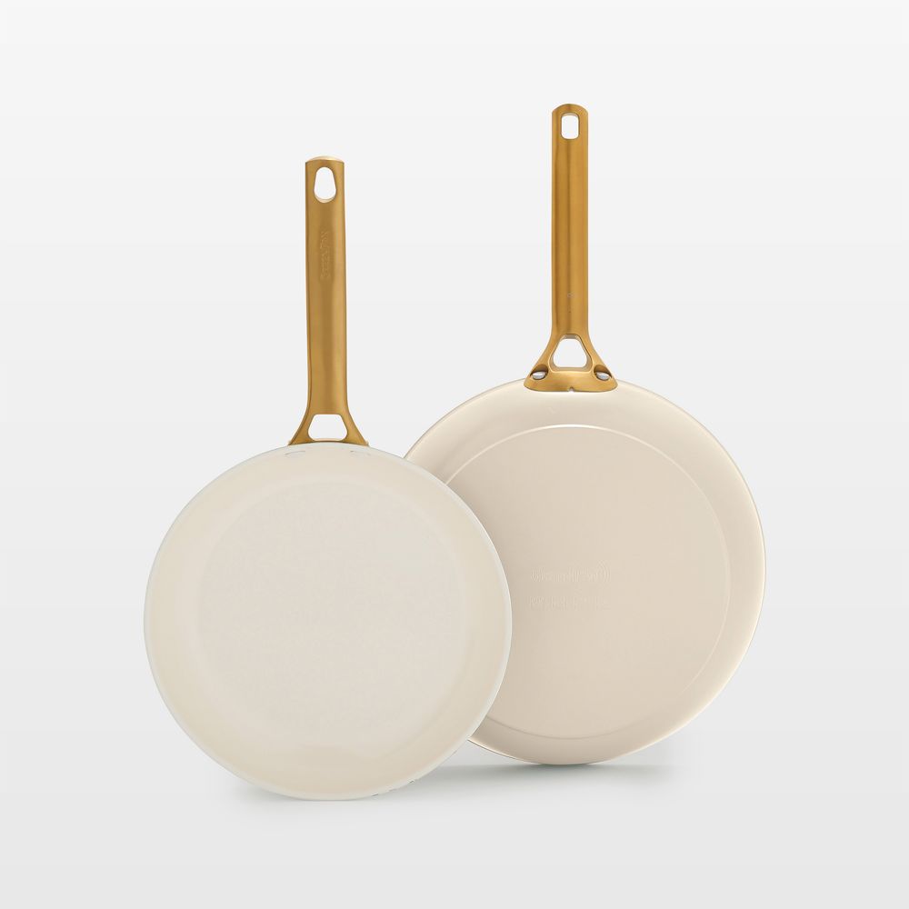 GreenPan Reserve Pro Cream Ceramic Nonstick 10" and 12" Fry Pans Set