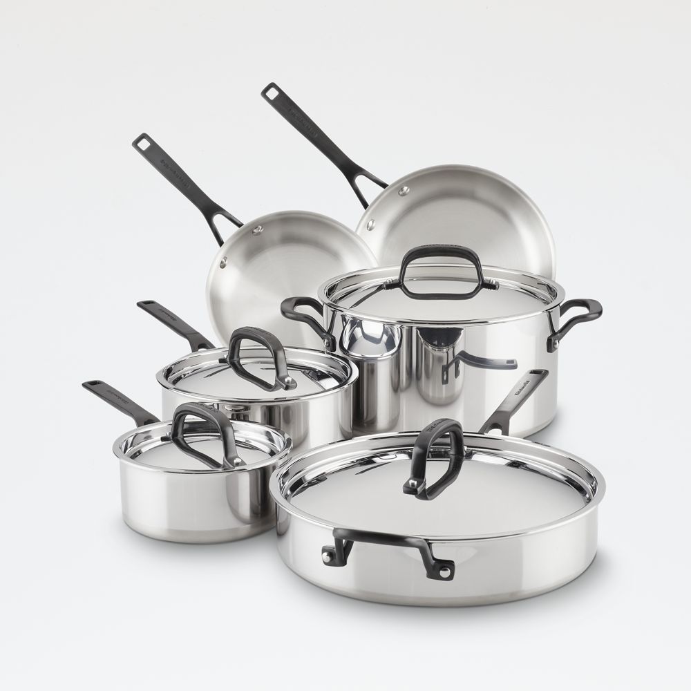 KitchenAid 10-Piece 5-Ply Clad Stainless Steel Cookware Set