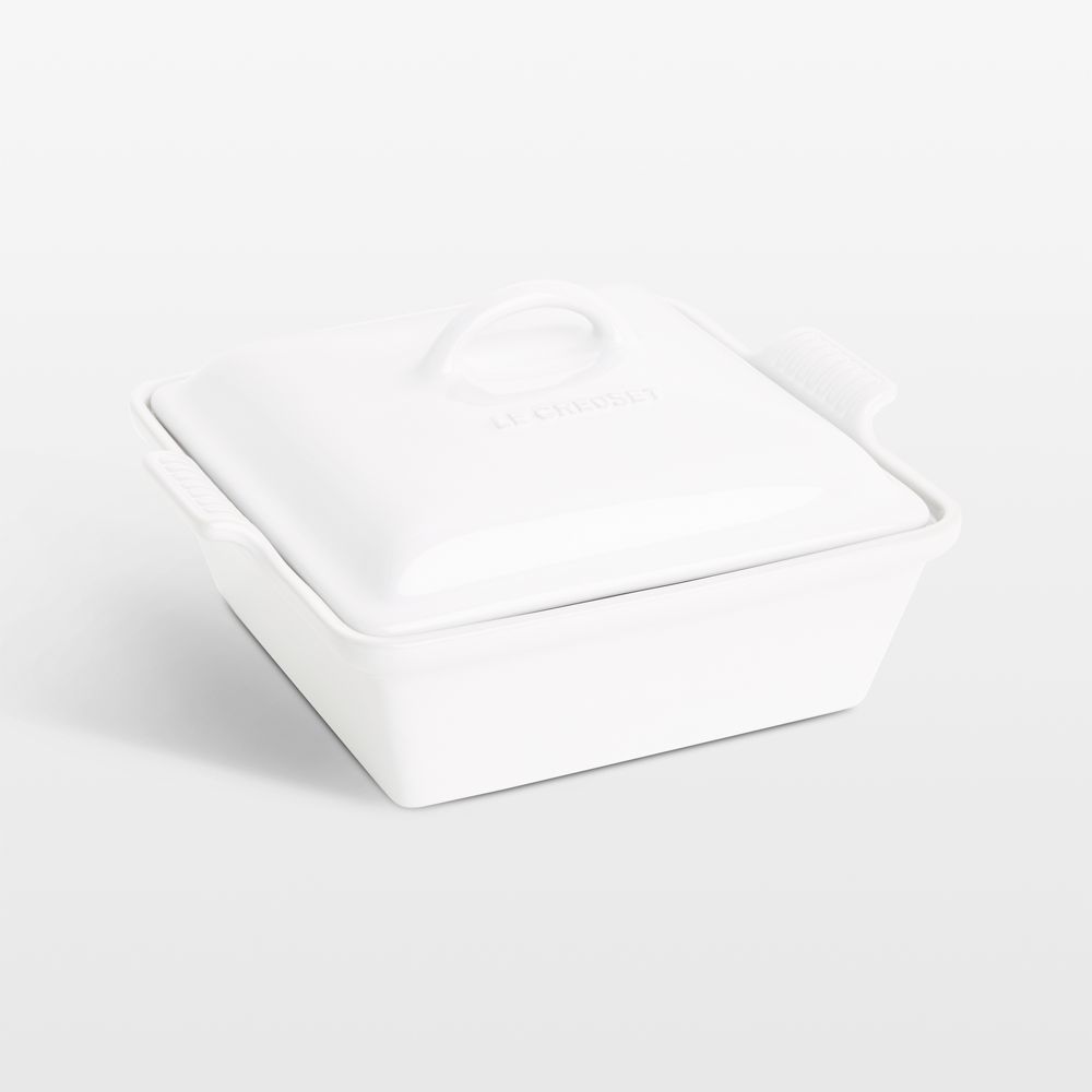 Le Creuset Heritage 3-Qt. White Covered Square Casserole Dish with Lid, 9x9"