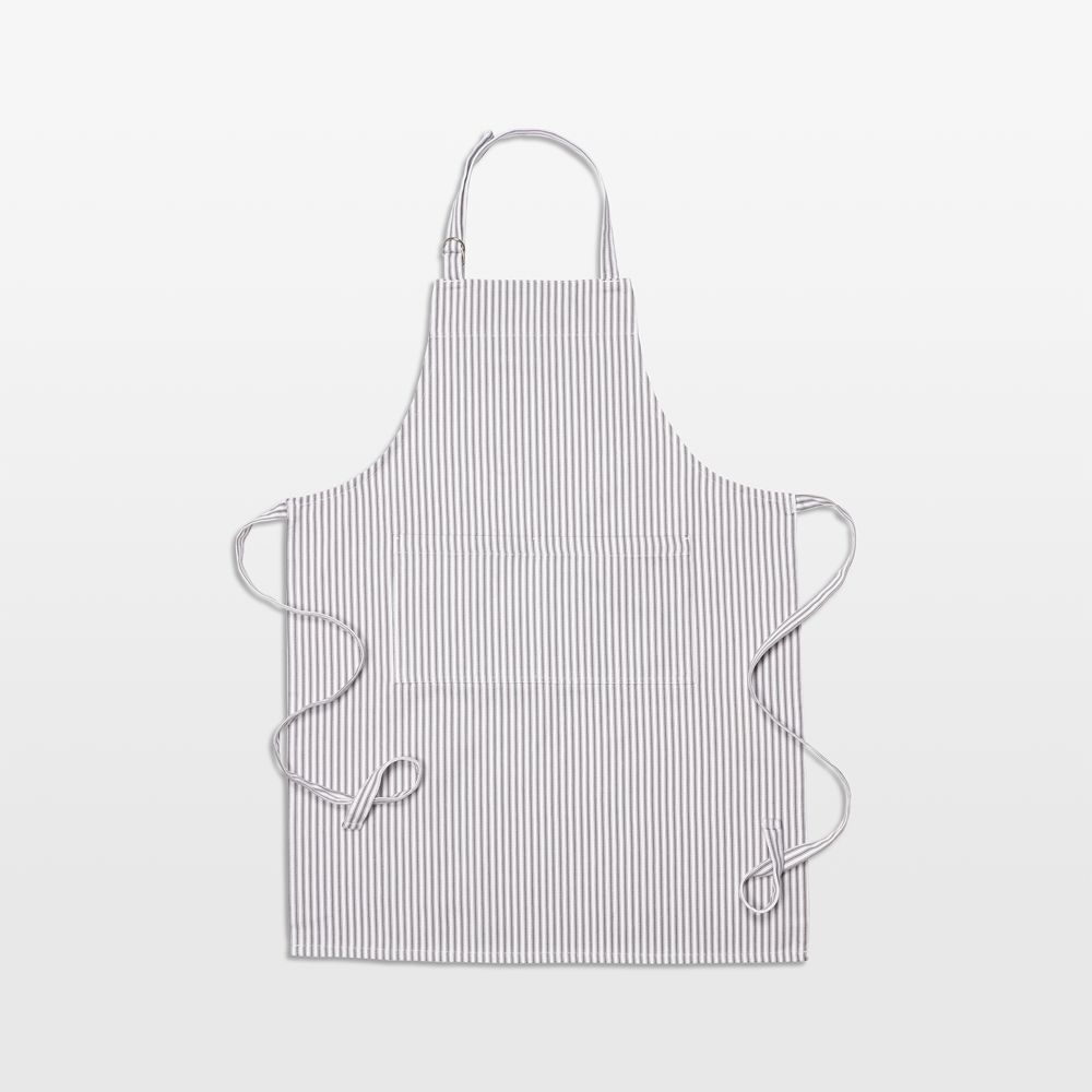 Metro Stripe Pewter Grey Cotton Apron