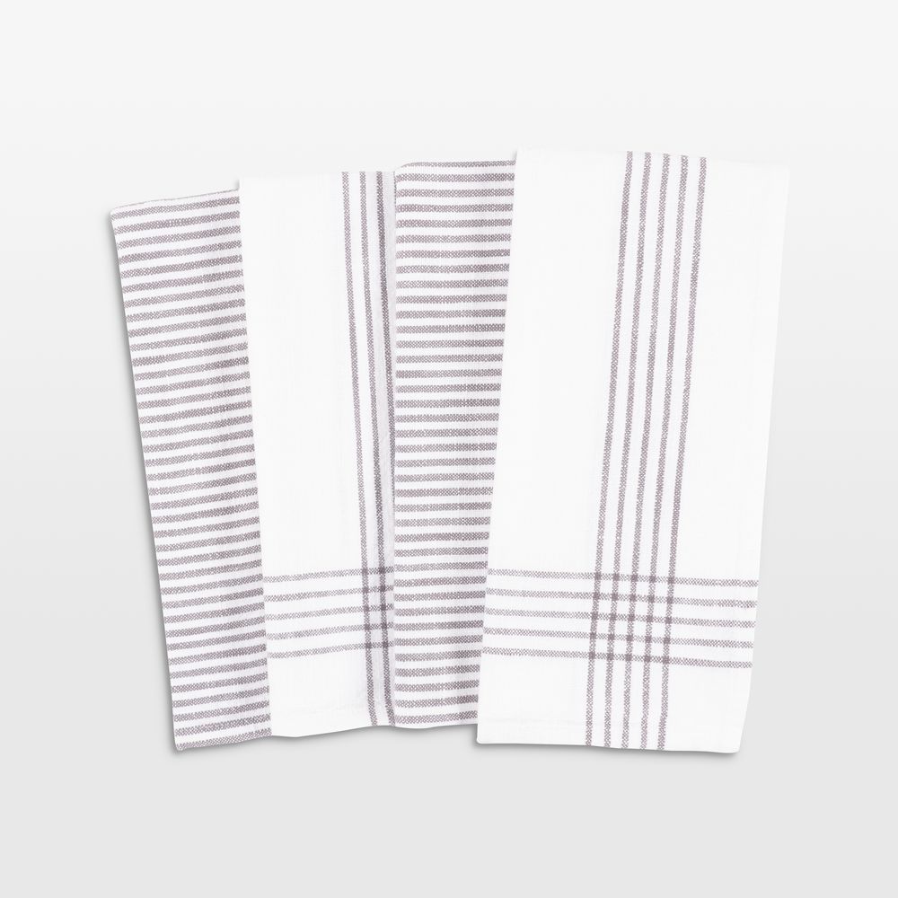 Monaco Frost Grey Cotton Slub Kitchen Towel, Set of 4