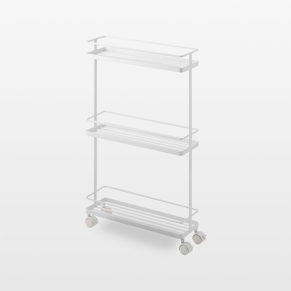 Yamazaki White Steel Rolling Kitchen Storage Cart