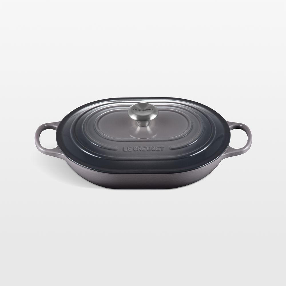Le Creuset 3.75-Qt. Oyster Enameled Cast Iron Covered Oval Casserole Dish