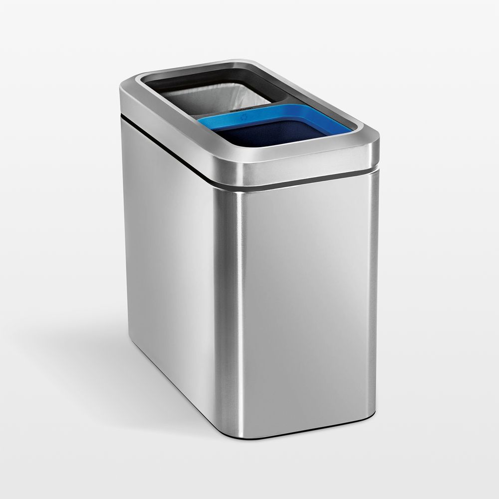 Simplehuman 20-Liter Brushed Stainless Steel Slim Open Recycler Can
