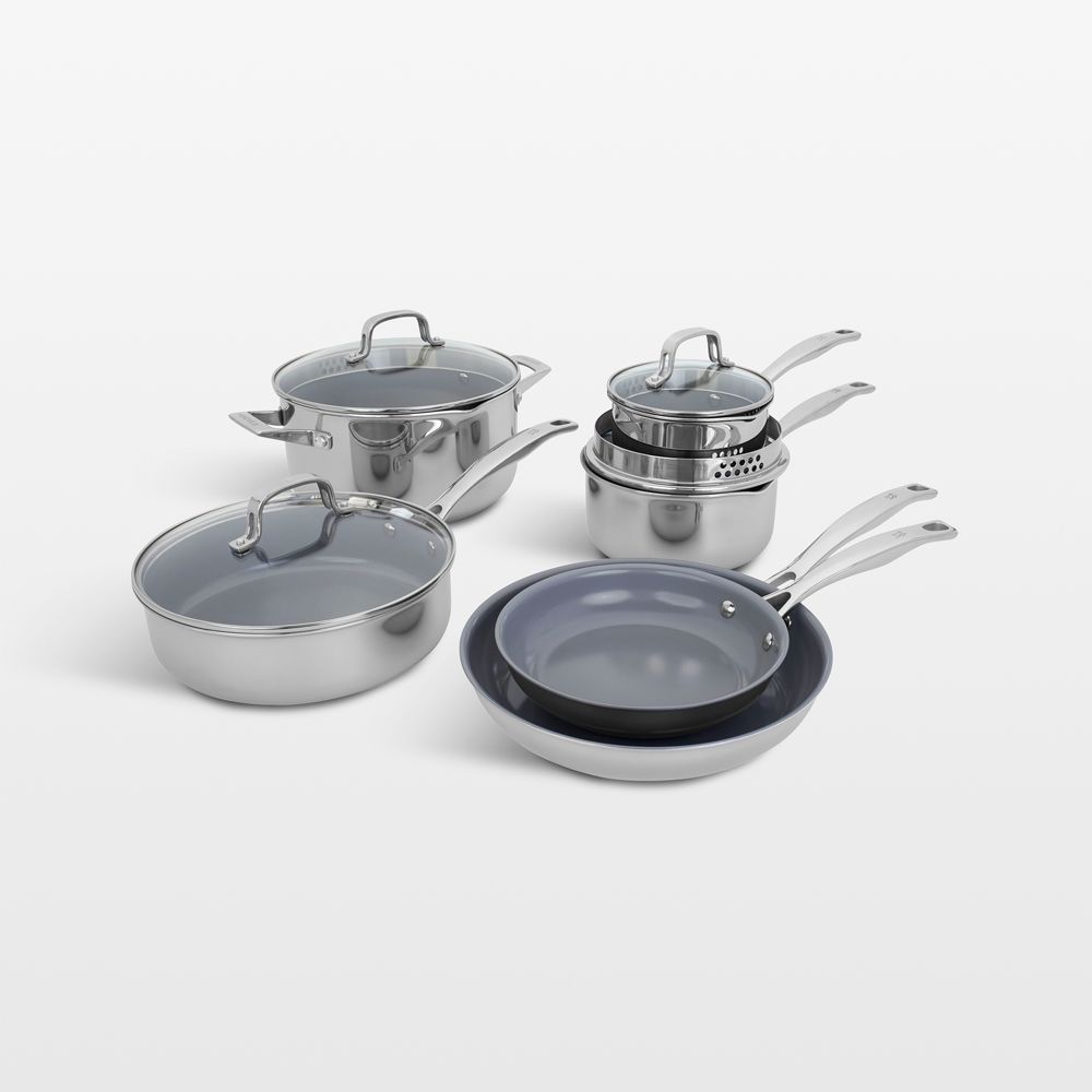 HENCKELS Clad H3 10-Piece Stainless Steel Ceramic Nonstick Cookware Set