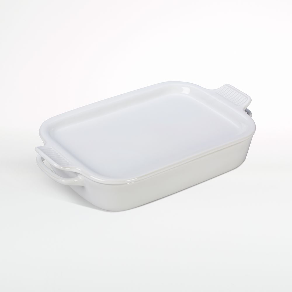 Le Creuset White Rectangular Baking Dish with Platter Lid