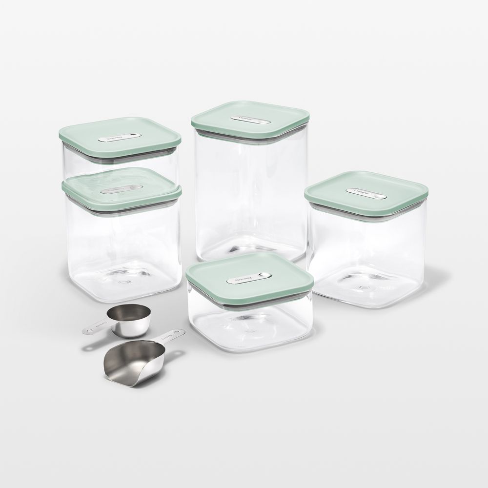 Caraway Mist 13-Piece Airtight Glass Food Storage Container Set with Plastic and Silicone Lids
