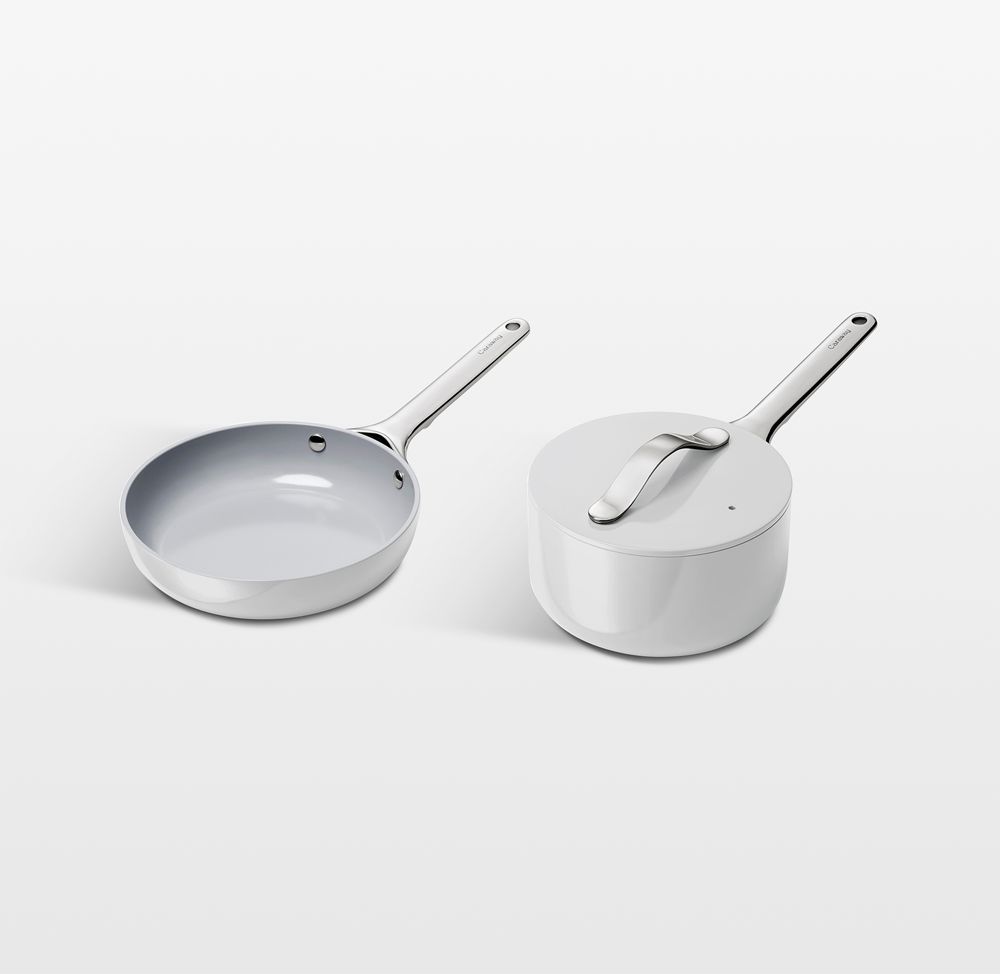 Caraway Grey Ceramic Nonstick Mini Fry Pan & Sauce Pan Cookware Duo