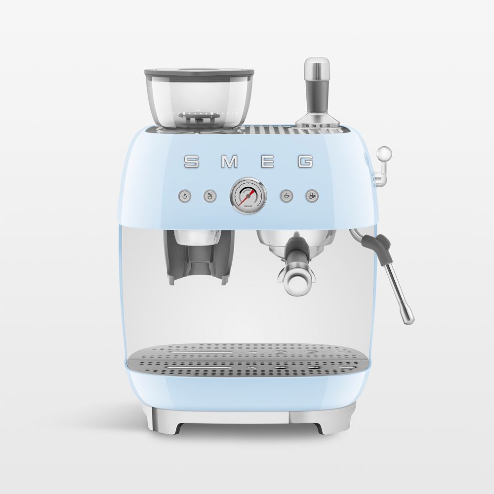 SMEG Pastel Blue Semi-Automatic Espresso Machine with Milk Frother