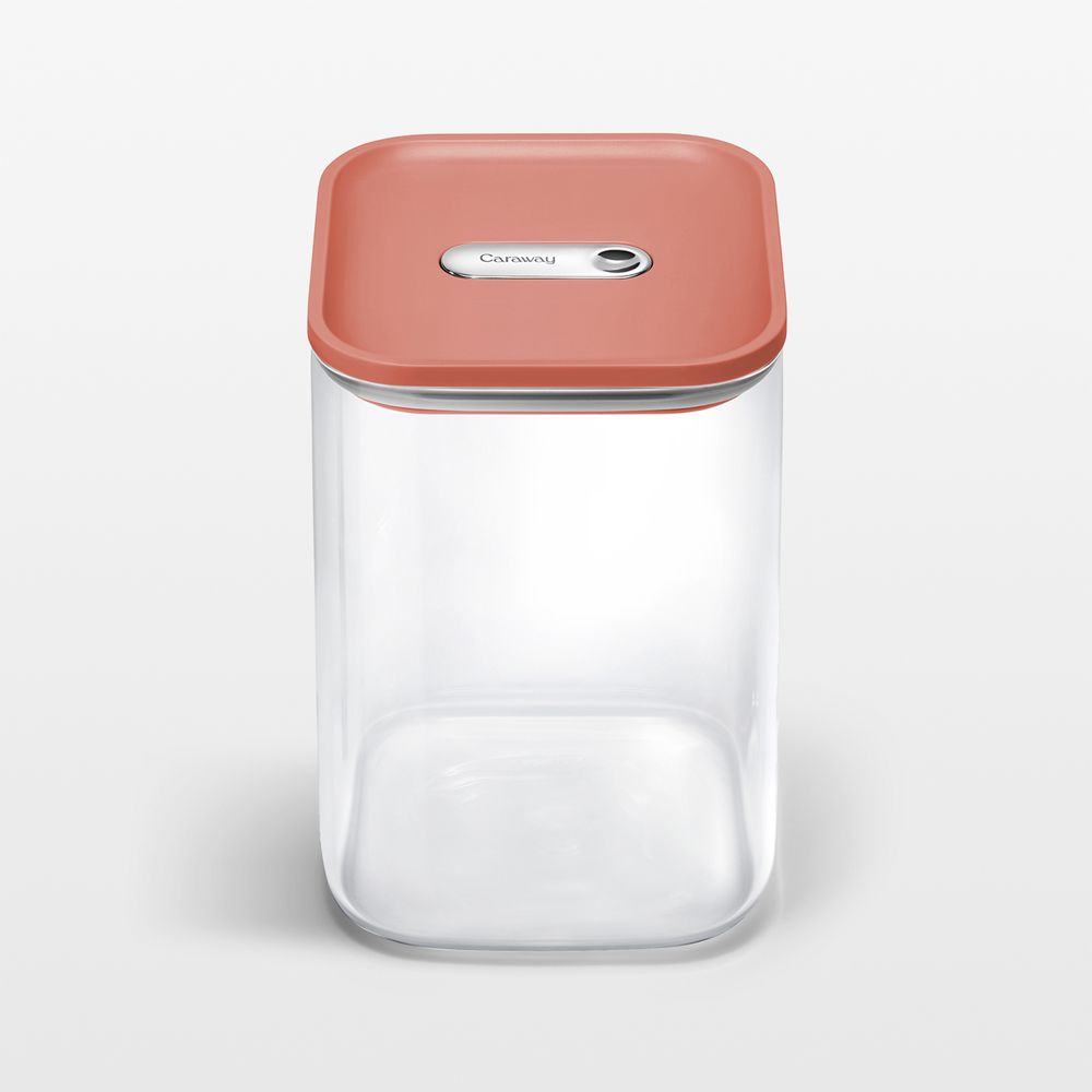 Caraway Perracotta Airtight 4.3-Qt. Large Glass Food Storage Container with Plastic and Silicone Lids