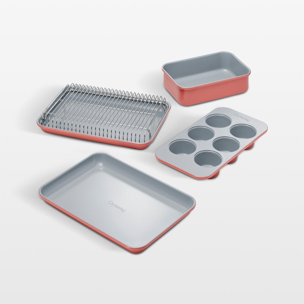 Caraway Perracotta Ceramic Nonstick 5-Piece Mini Bakeware Set with Storage Tray