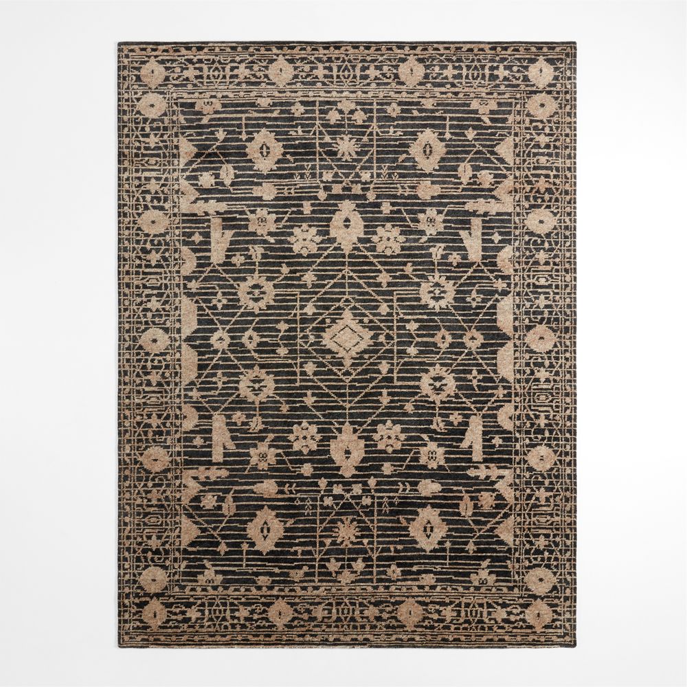 Verona Wool Hand-Knotted Black Area Rug