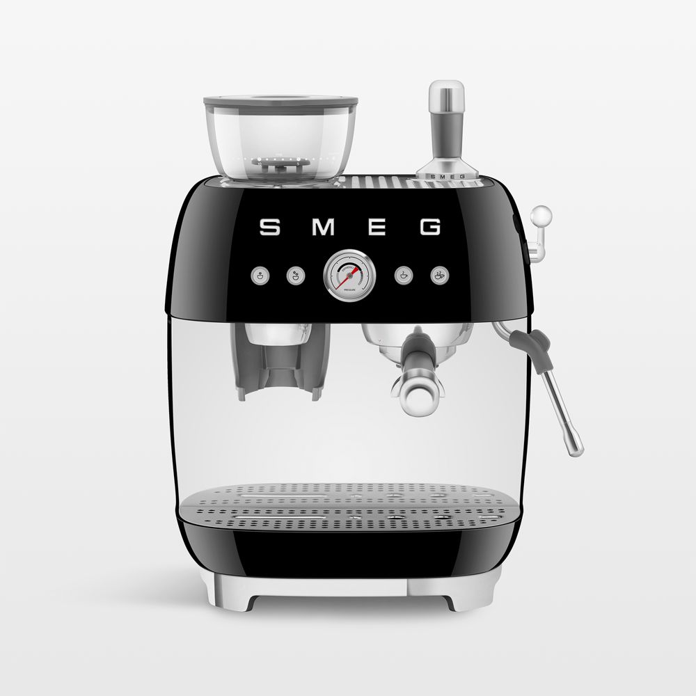 SMEG Black Semi-Automatic Espresso Machine with Milk Frother