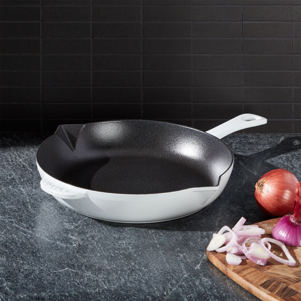 Staub 10" White Enameled Cast Iron Fry Pan