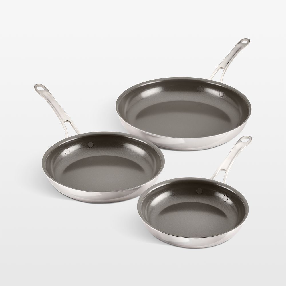 Anolon Ceramic Nonstick Stainless Steel 8", 10" and 12" Fry Pans Set