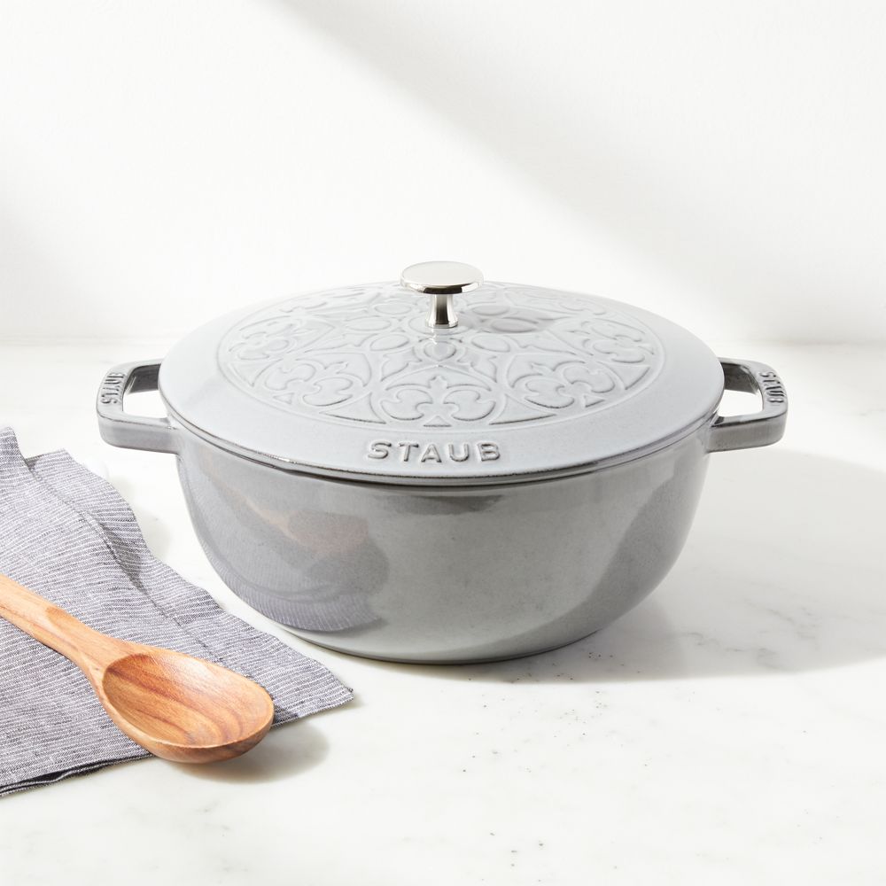 Staub Essential Graphite 3.75-Qt. Round French Oven with Lily Lid