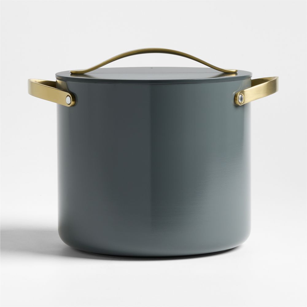 Caraway Cookware Plus Graphite Ceramic 12-Qt. Stock Pot with Gold Hardware