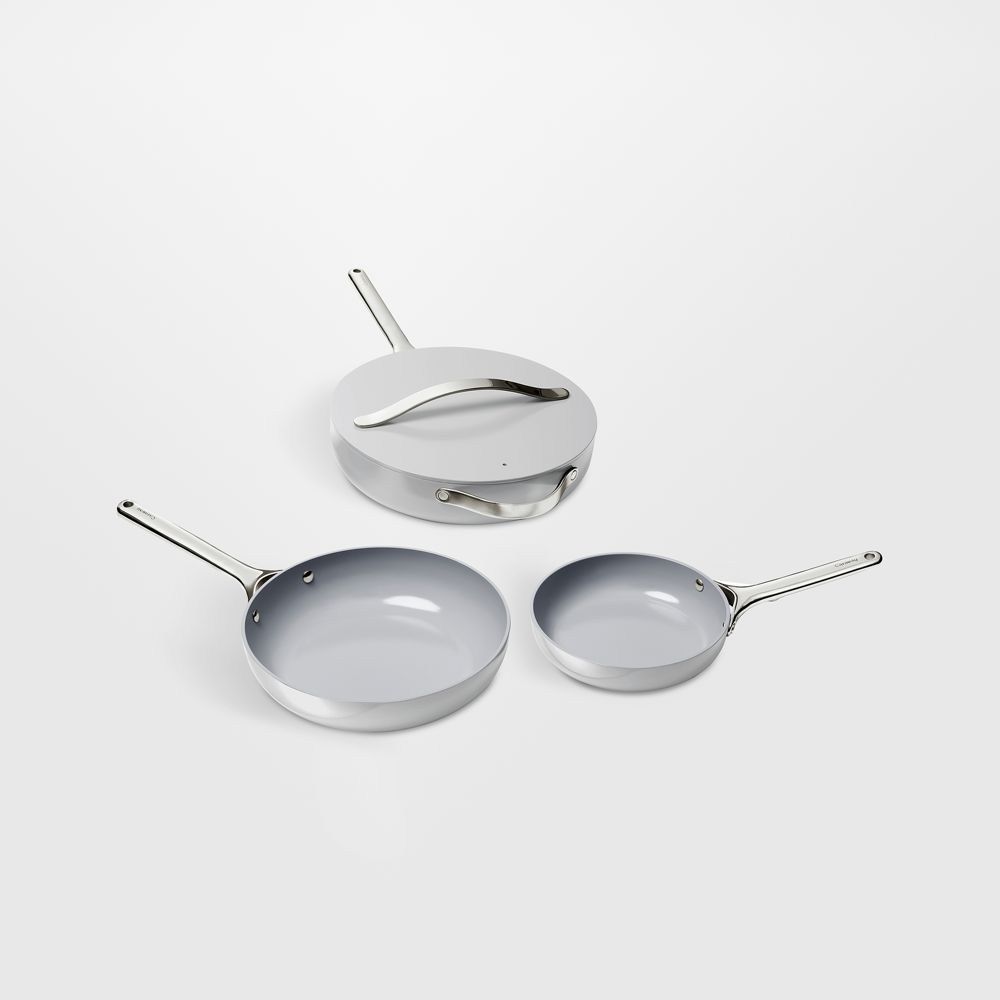 Caraway Grey Ceramic Nonstick 4-Piece Fry Pan Cookware Set