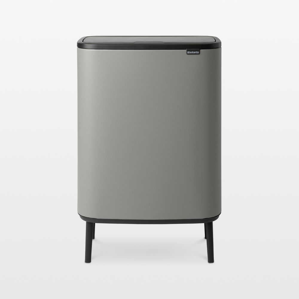 Brabantia Bo Hi Touch Top Dual Compartment Trash Can, Mineral Concrete Grey, 2 x 8 Gallon