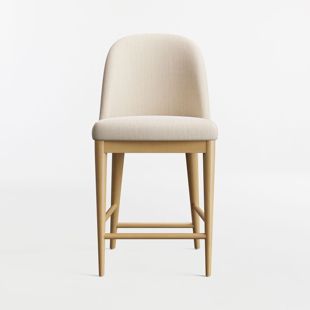 Nord Ivory Upholstered Natural Wood Counter Stool