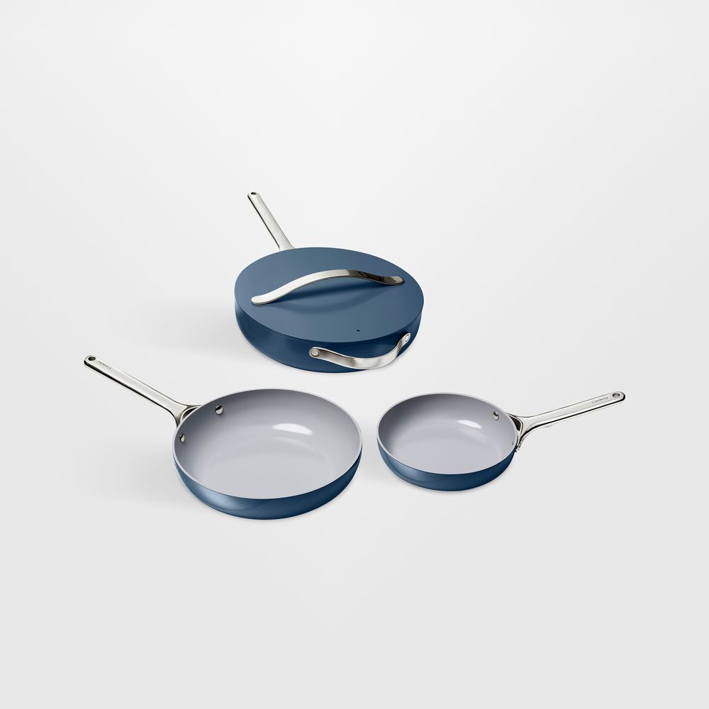 Caraway Navy Ceramic Nonstick 4-Piece Fry Pan Cookware Set