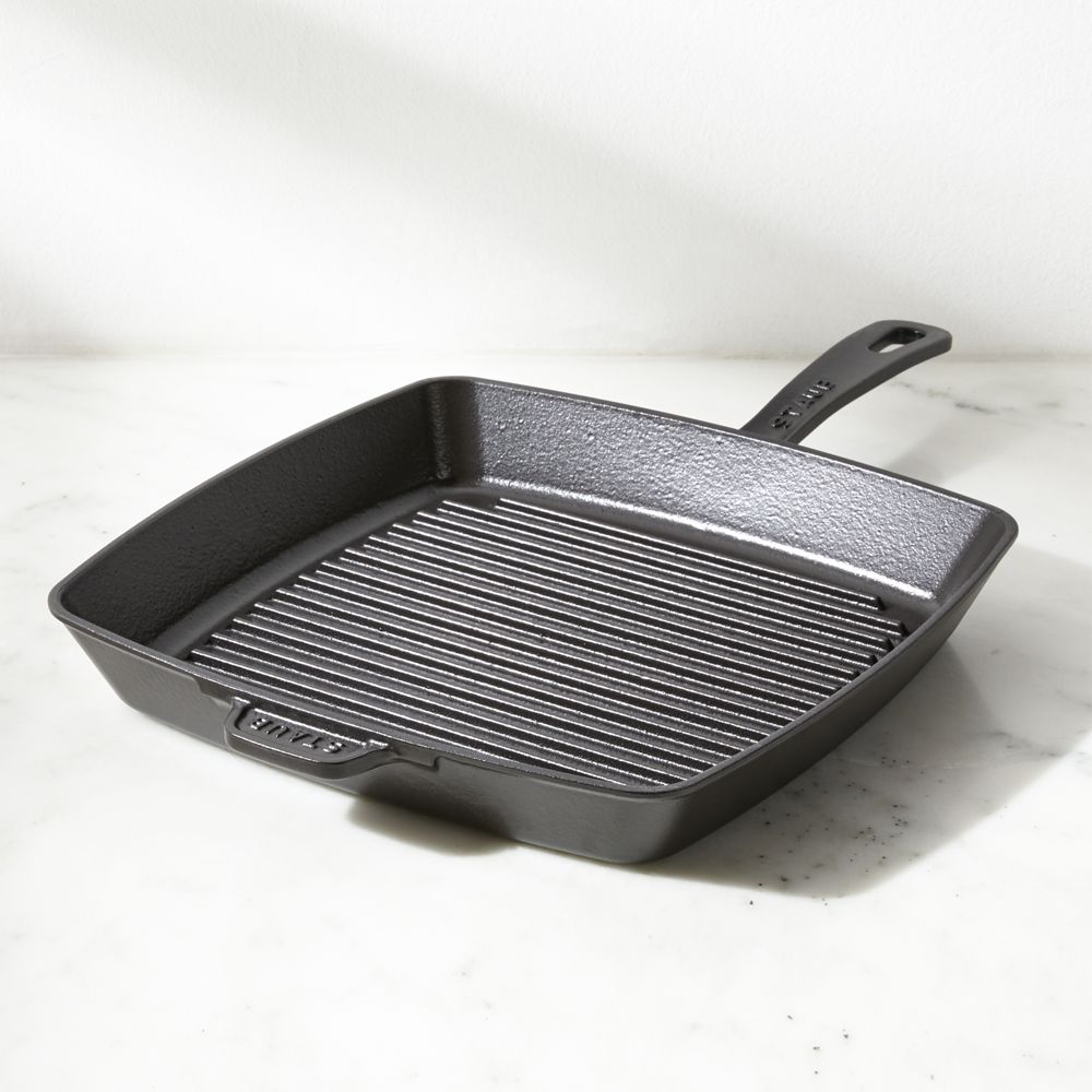 Staub 12" Matte Black Enameled Cast Iron Square Grill Pan