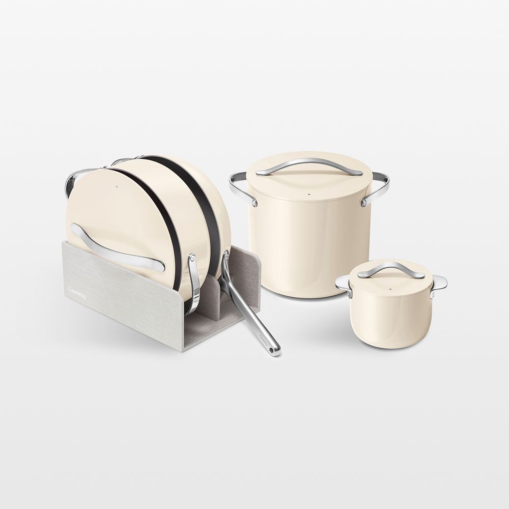 Caraway Cookware+ Cream Ceramic Nonstick 8-Piece Cookware Set