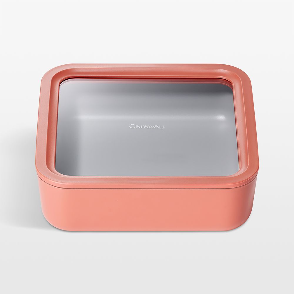 Caraway Perracotta 10-Cup Square Glass Food Storage Container with Lid