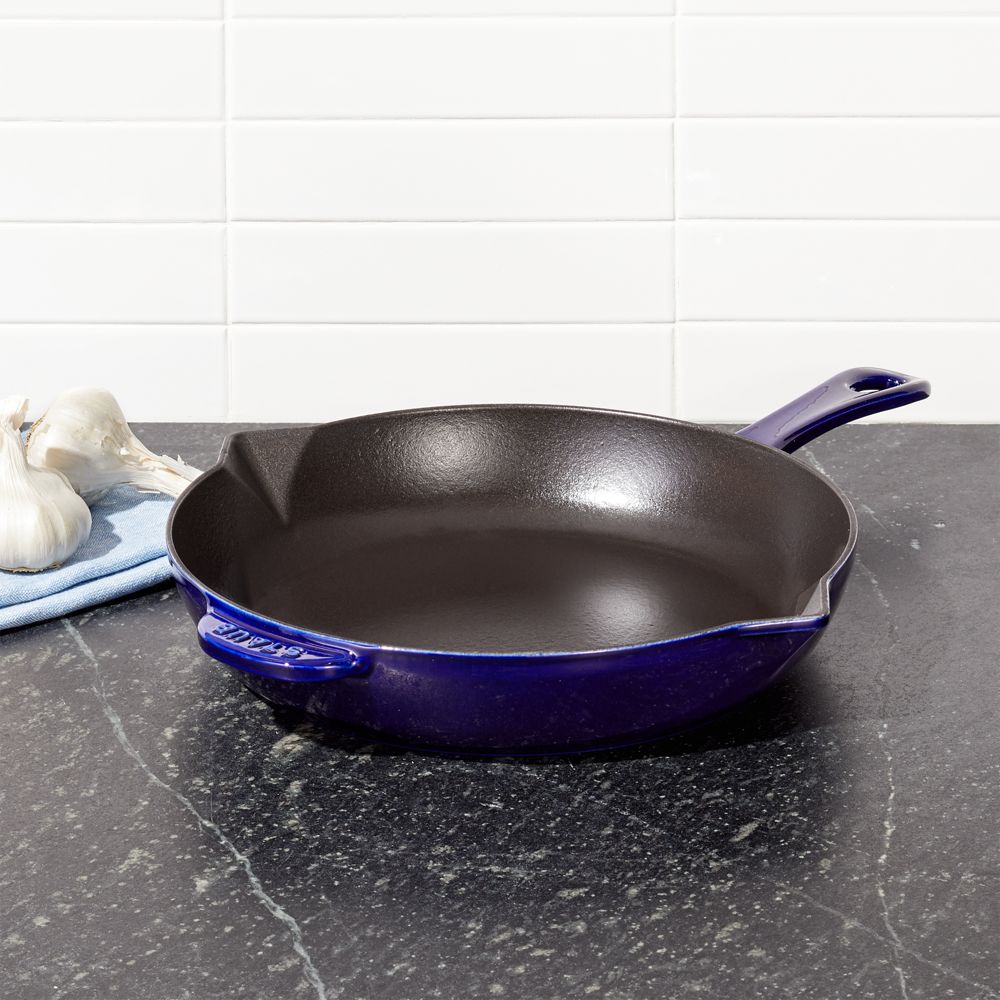 Staub 10" Dark Blue Enameled Cast Iron Fry Pan