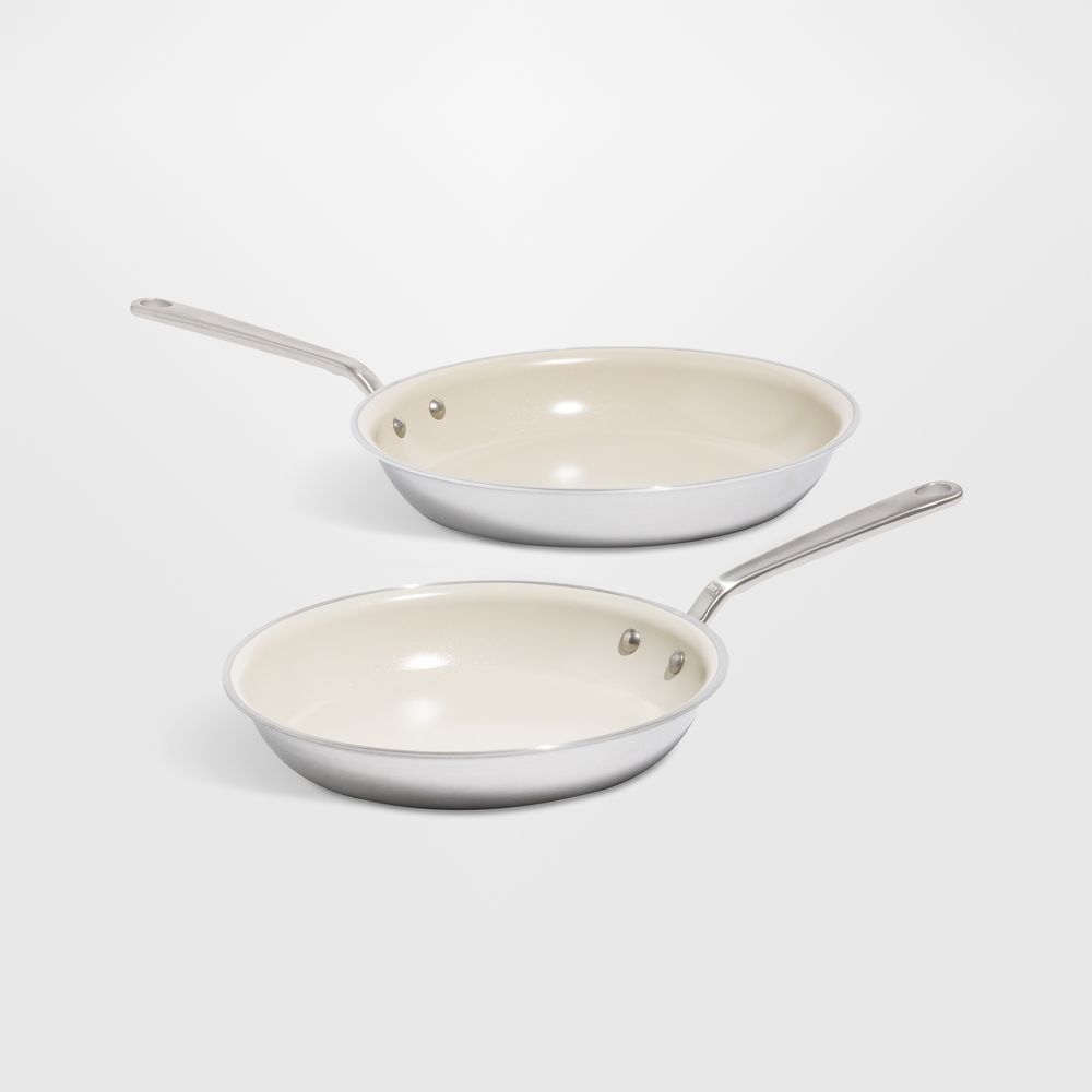 Made In CeramiClad Nonstick 10" and 12" Fry Pan Set with Stainless Steel Hardware