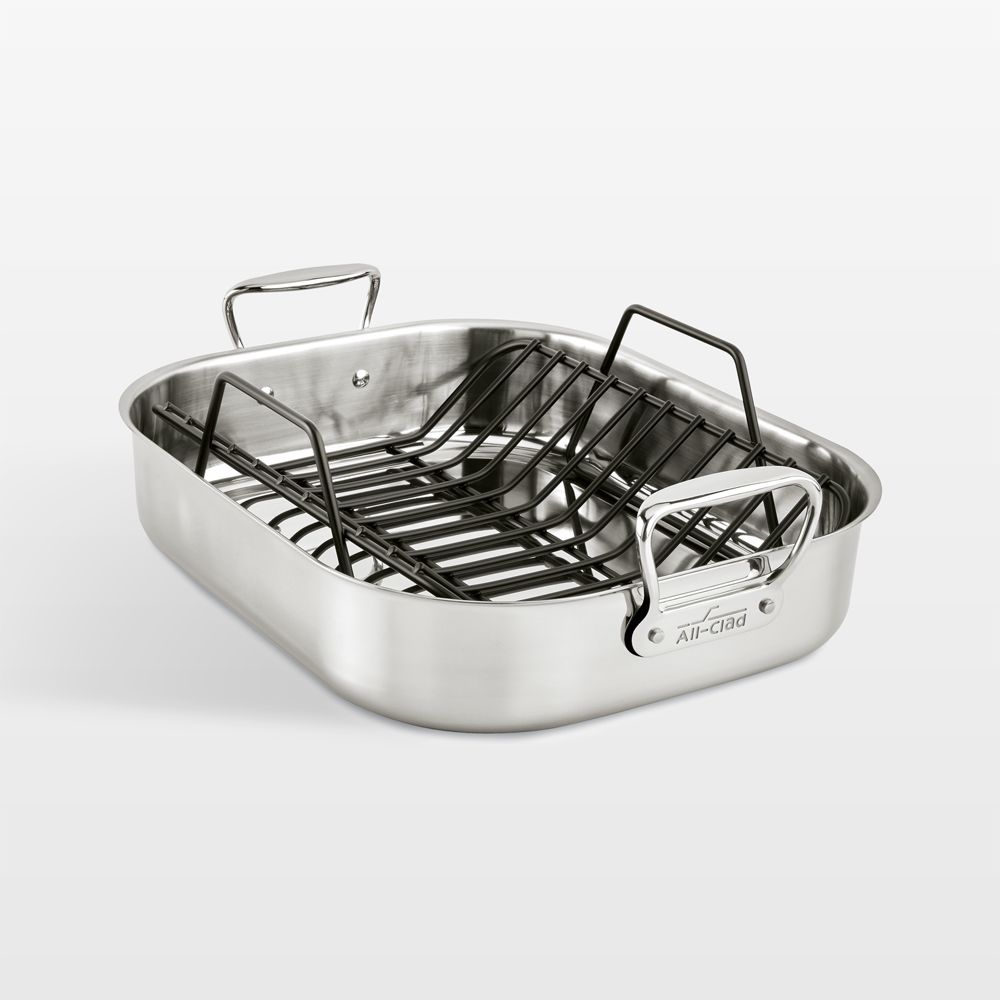 All-Clad Large 16"x13" Stainless Steel Roasting Pan with Rack