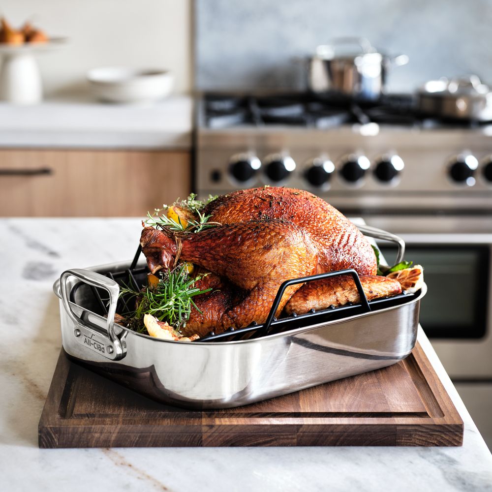 Alternative view of All-Clad Large 16"x13" Stainless Steel Roasting Pan with Rack