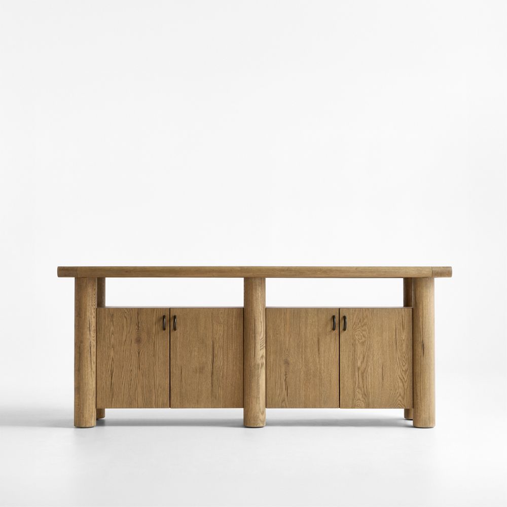 Breckenridge 78" Weathered Rustic Oak Wood Credenza