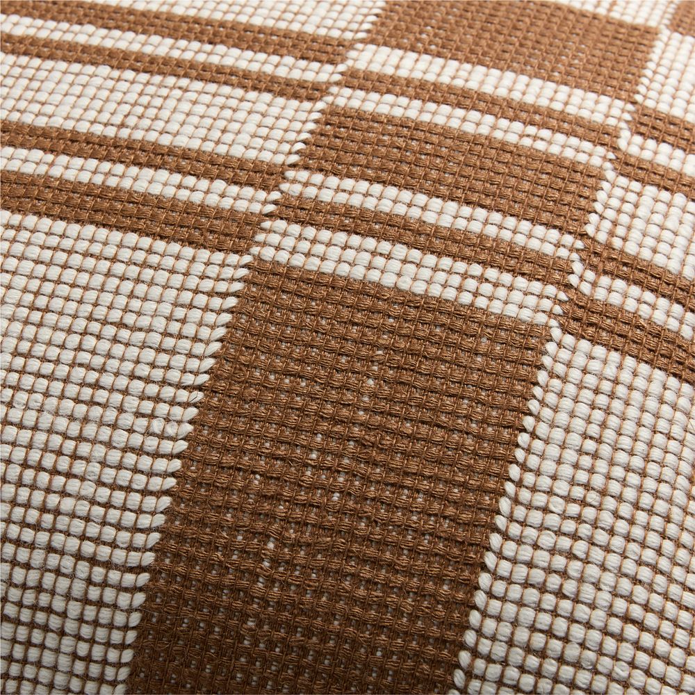 Alternative view of Wool and Linen Blend Plaid 22"x15" Maple Brown Throw Pillow