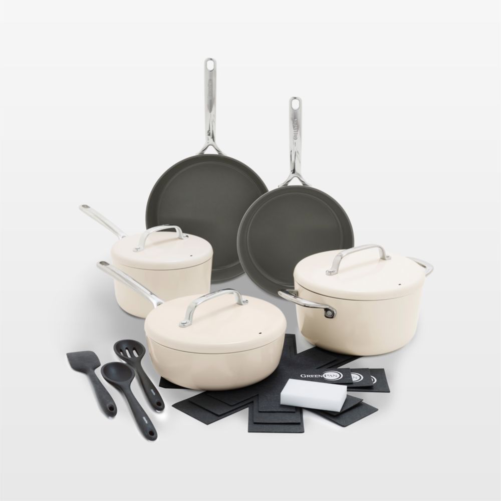 Greenpan GP5 Cloud Cream Hard-Anodized Ceramic Nonstick 14-Piece Cookware Set