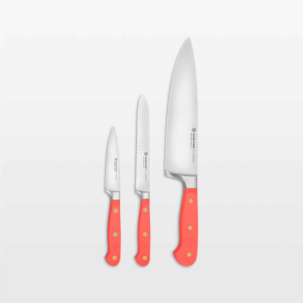 Wusthof Classic Coral Peach 3-Piece Chef's, Utility, Paring Knife Set