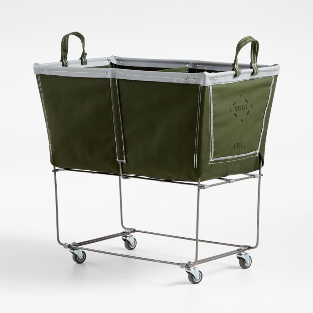 Steele 4-Bushel Olive Divided Sorter Rolling Laundry Hamper