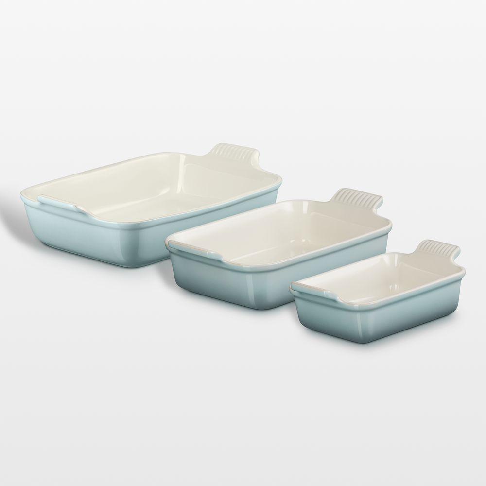 Le Creuset Heritage Sea Salt Stoneware 3-Piece Rectangular Baking Dishes Set