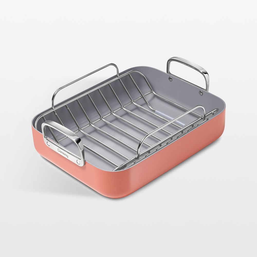 Caraway 16.5" Perracotta Ceramic Nonstick Roasting Pan with Rack